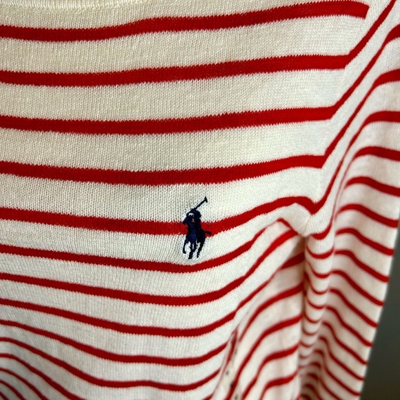 ❤️🤍NWT Vintage Ralph Lauren Sport Ivory/Red Striped Sweater Size M🤍❤️ - Picture 4 of 10